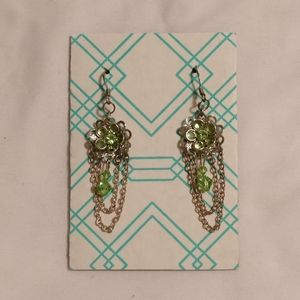 Handmade light green flower earrings